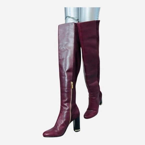 Michael Kors Sabrina Burgundy Leather Over-the-Knee Boots Size 5.5 - Picture 4 of 11